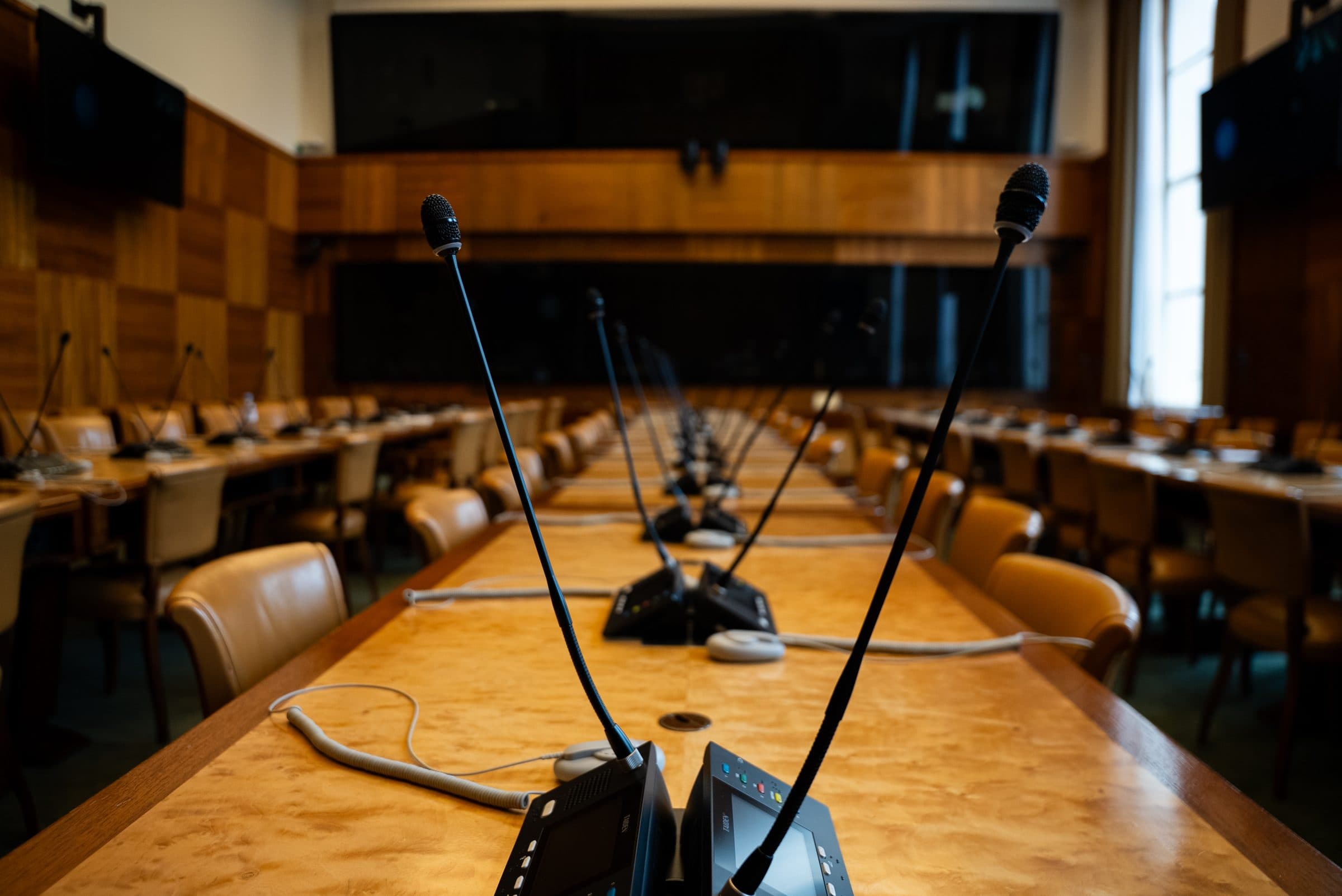 An empty council chamber